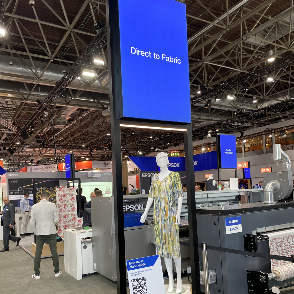 a garment printing stand at Drupa